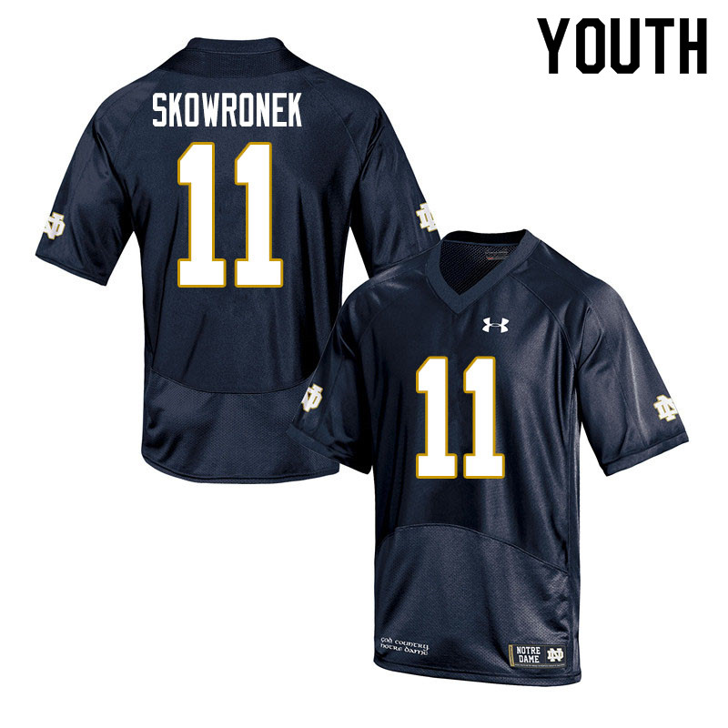 Youth NCAA Notre Dame Fighting Irish #11 Ben Skowronek Stitched College Under Armour Authentic Navy Football Jersey KK10C51UQ